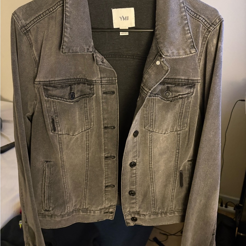 YMI Women's Washed Gray Jean Jacket